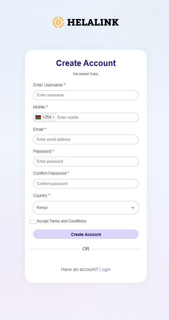 Register on HelaLink – Create Your Online Earnings Account