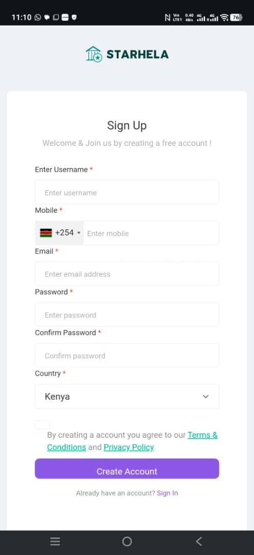 STARHELA FORGOT PASSWORD